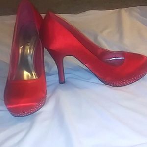 Red platform heels